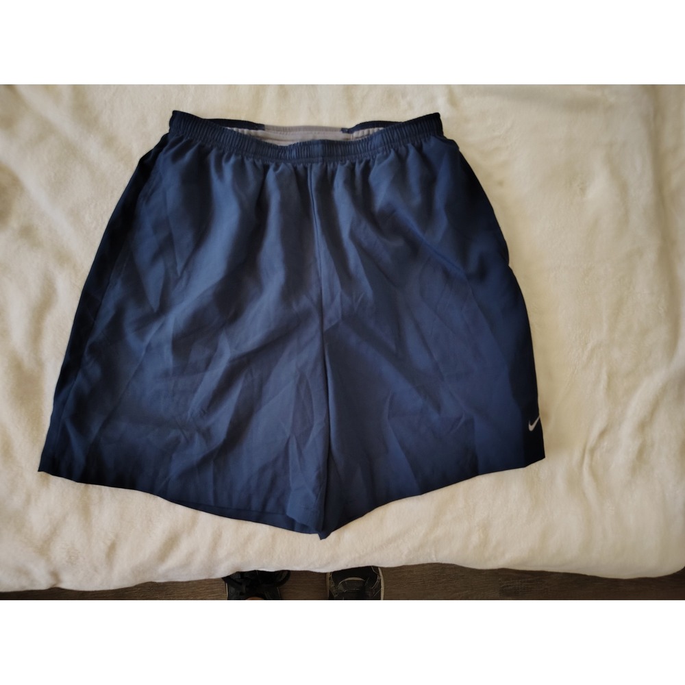 Nike Fit Dry Mens Blue Running Shorts Large Zippered Back Pocket Athletic Gym
